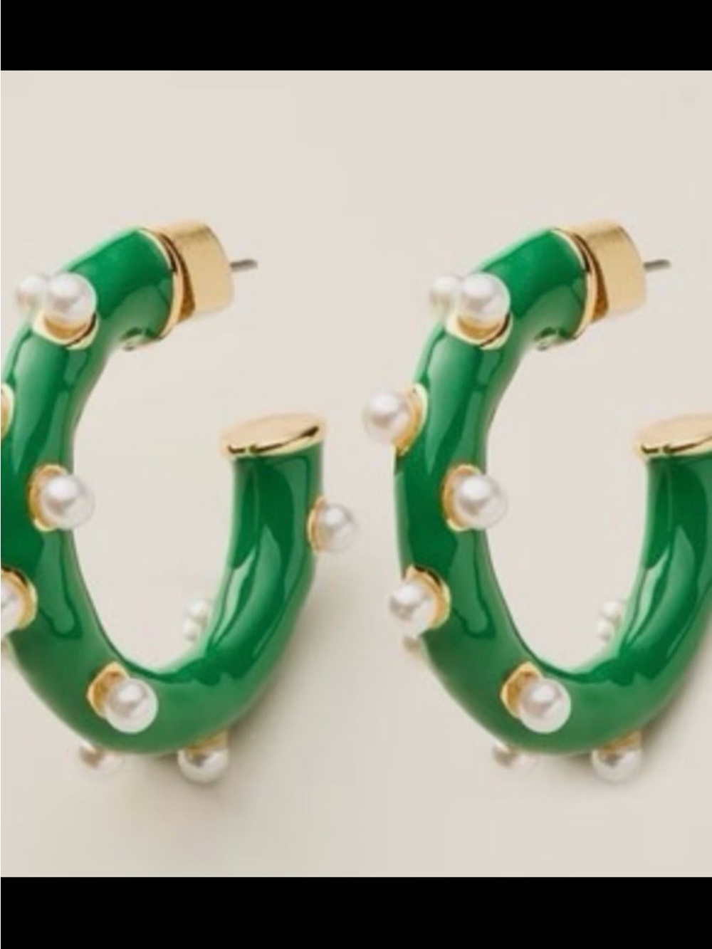 Kate Spade New York x Target Pearl Polka Dot Green Hoop Earrings NIB Limited#988